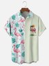 Moisture-wicking Tropical Flamingo Chest Pocket Hawaiian Shirt