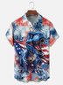 Moisture-wicking American Flag Dinosaur Chest Pocket Casual Shirt
