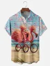 Moisture-wicking Flamingo Chest Pocket Hawaiian Shirt