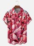 Tall Size Moisture-wicking Pink Flamingo Chest Pocket Hawaiian Shirt