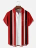 Moisture Wicking Striped Red and White Chest Pocket  Bowling Shirt