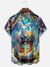 Moisture-wicking Easter Bunny Egg Cross Chest Pocket Casual Shirt