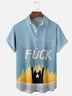 Moisture-wicking Fun and Avant-garde Cat Art "Polite Greetings" Chest Pocket Casual Shirt