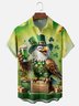 Moisture-wicking St. Patrick's Day Bald Eagle Lucky Clover Beer Green Chest Pocket Casual Shirt