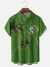 Moisture-wicking St. Patrick's Day Gnome Coconut Tree Four-Leaf Clover Green Chest Pocket Casual Shirt