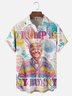Moisture-wicking Easter Trump Fun Print Chest Pocket Casual Shirt
