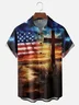 Moisture-wicking American Flag Cross Chest Pocket Casual Shirt