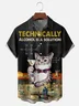 Moisture-wicking Chemistry Cat Bartender Cocktail Chest Pocket Hawaiian Shirt