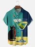 Moisture-wicking Cat Cocktail Chest Pocket Hawaiian Shirt