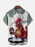 Moisture-wicking Beer Rooster Chest Pocket Hawaiian Shirt
