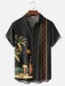 Moisture-wicking Palm Tree Beer Chest Pocket Bowling Shirt