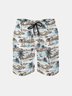 Men's Swim Trunks Hawaiian Tropical Floral Beach Shorts with Pockets