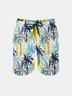 Men's Swim Trunks Hawaiian Tropical Palm Tree Beach Shorts with Pockets