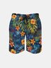 Men's Swim Trunks Hawaiian Tropical Floral Beach Shorts with Pockets