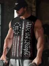 Mens Crewneck Tank Tops American Flag National Patriotic Sleeveless T-Shirt