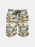 Men's Swim Trunks Hawaiian Tropical Floral Beach Shorts with Pockets