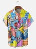Moisture Wicking Easter Bunny Egg Dinosaur Chest Pocket Hawaiian Shirt