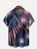 Moisture Wicking American Flag Fireworks Patriotic Chest Pocket Hawaiian Shirt