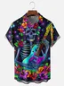 Moisture Wicking Day of the Dead Skull Guitar Chest Pocket Hawaiian Shirt