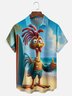 Moisture Wicking Funny Surfer Chicken Chest Pocket Hawaiian Shirt