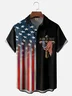Moisture Wicking American Flag Cross IN GOD WE TRUST Patriotic Chest Pocket Hawaiian Shirt