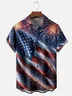 Moisture-wicking Avant-garde Fantasy American Flag Fireworks Chest Pocket Casual Shirt