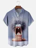 Moisture-wicking Fun Scary Angry Bug Purple Chest Pocket Hawaiian Shirt