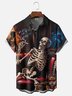 Moisture-wicking "Trouble" Skull Wine Fun Art Youth Chest Pocket Hawaiian Shirt