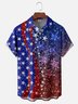 Moisture-wicking Patriotic Flag Glimmer Gradient Color Chest Pocket Casual Shirt