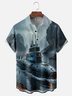 Moisture-wicking Memorial Day Navy Submarine Painting Chest Pocket Casual Shirt