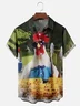 Moisture-wicking Chicken Funny BBQ Art Green Chest Pocket Hawaiian Shirt