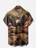 Moisture-wicking Patriotic Flag Eagle Cross Chest Pocket Casual Shirt