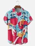 Moisture-wicking Hippie Art Painting Strawberry Chest Pocket Casual Shirt