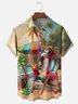 Moisture-wicking Beach Art Flamingo Vacation Print Chest Pocket Hawaiian Shirt