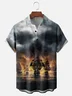 Moisture-wicking Evil Pirate Ship Avant-garde Skull Art Chest Pocket Casual Shirt