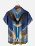 Moisture Wicking American Flag Eagle Chest Pocket Casual Hawaiian Shirt