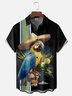 Moisture-wicking Breathable Parrot Cocktail Chest Pocket Bowling Shirt