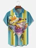 Moisture-wicking Floral Frog Chest Pocket Bowling Shirt