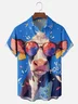 Moisture-wicking Fancy Cow Chest Pocket Hawaiian Shirt