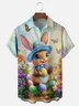 Moisture-wicking Easter Bunny Eggs Chest Pocket Casual Shirt