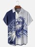 Moisture-wicking Color-block Parrot Chest Pocket Hawaiian Shirt