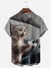 Tall Size Moisture-wicking Cat Driver Chest Pocket Casual Shirt