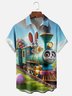 Moisture Wicking Easter Egg Bunny Train Chest Pocket Hawaiian Shirt
