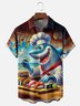 Moisture Wicking Ocean Sushi Shark Chest Pocket Hawaiian Shirt