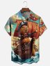 Moisture Wicking Ocean Corsair Capybara Chest Pocket Hawaiian Shirt