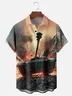 Moisture-wicking Martyrs' Day Armored Tank Art Chest Pocket Casual Shirt