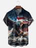 Moisture-wicking Avant-garde Bald Eagle Fantasy American Flag Chest Pocket Casual Shirt