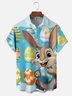 Moisture-wicking Easter Bunny Rabbit Eggs Chest Pocket Casual Shirt