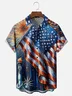 Moisture-wicking Happy Independence Day God Bless American Flag Chest Pocket Casual Shirt