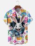 Moisture-wicking Easter Bunny Rabbit Eggs Chest Pocket Casual Shirt
